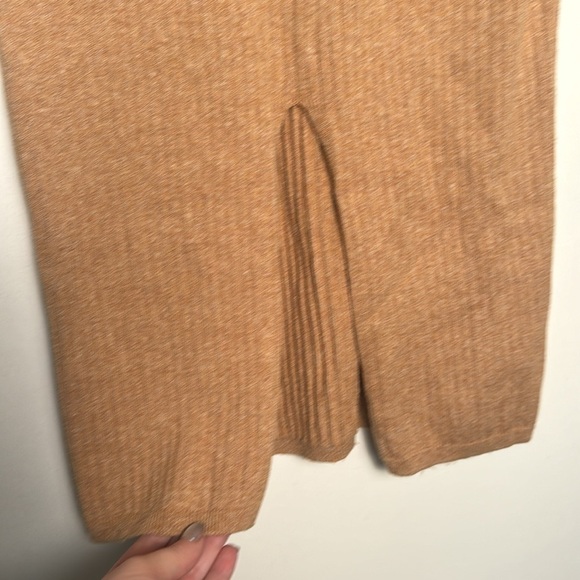 Free People Skyline Rib Midi Skirt Size Small Camel Front Slit - Picture 3 of 7